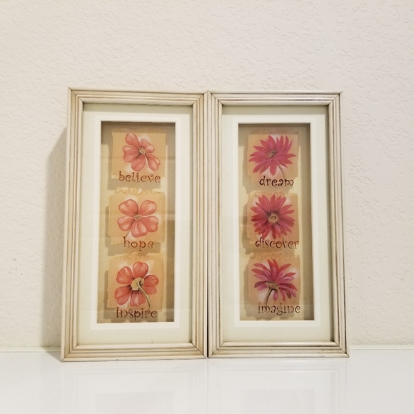 Vintage Wooden Framed Flowers Wall Decor, Flower Wood Frame Wall Art Decor - Picture 2 of 10